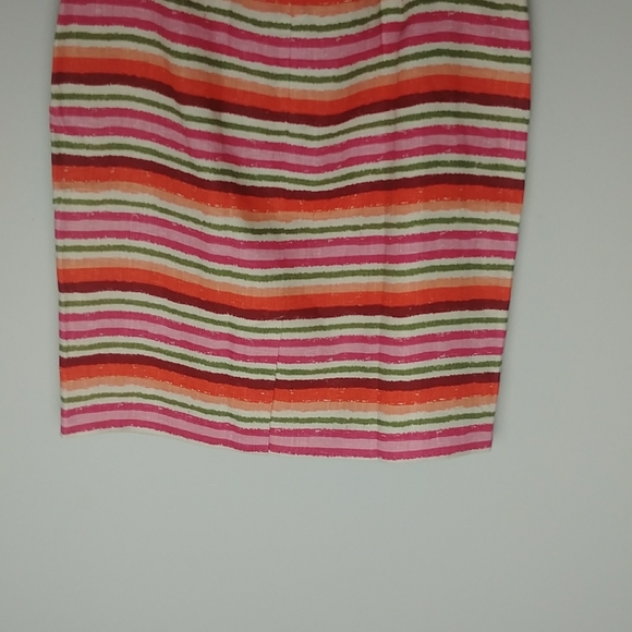 NWT Talbot Petites Striped Colorful Lined Midi Pencil Skirt Back Zipper Closure - Picture 6 of 7